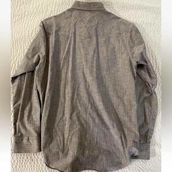 RRL Ralph Lauren Pearl Snap Striped Denim Oxford Western Cut Workshirt Size L - Picture 6 of 8